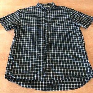 Quicksilver Modern Fit Shirt Men XXL Black Plaid Button Up Pocket Short Sleeve